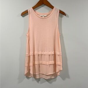 Loft Women's Pale Pink Sleeveless Top with Chiffon Bottom Size S